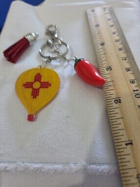 Keyring With Zia Logo Hot Air Balloon Charm